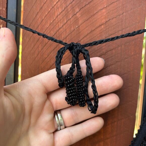 Retrofete LIBRA black crochet fringe sequin maxi dress - size M/L - Picture 5 of 11